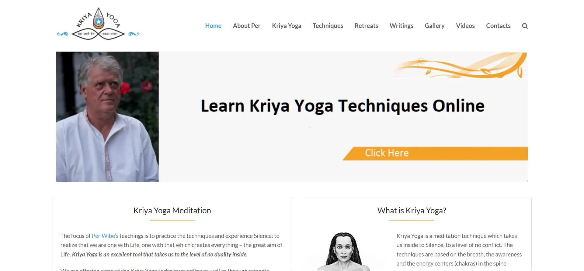 Screenshot of Kriya Yoga website