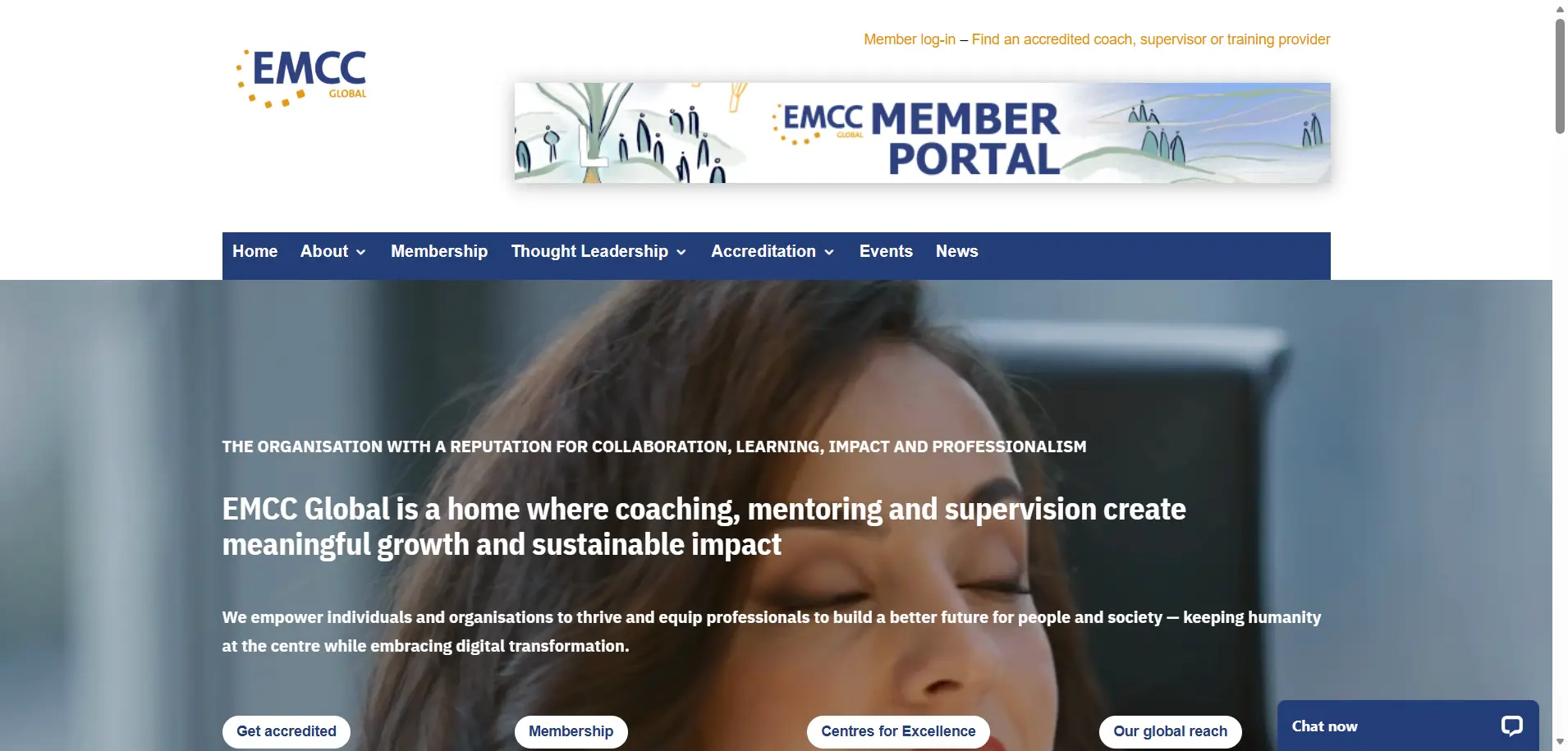 Screenshot of EMCC Global Coaching homepage